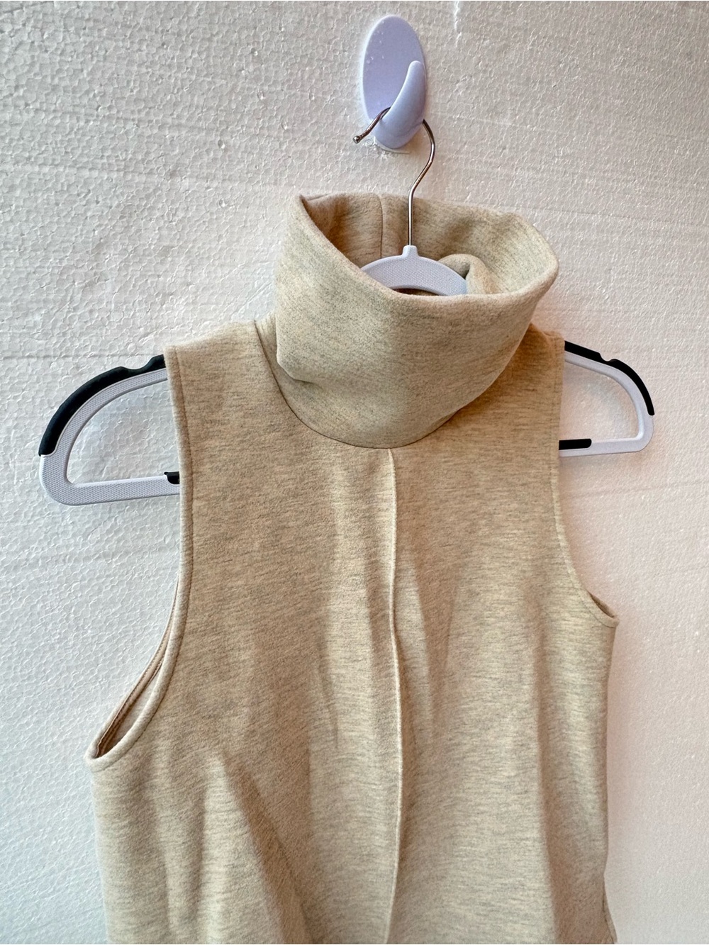 NWT OGL Move Sleeveless Turtleneck Knit Top Beige Minimalist Size Small - Picture 8 of 14
